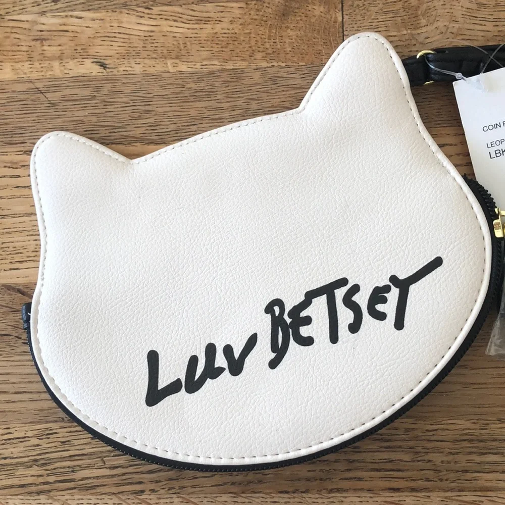 Luv Betsey Johnson leopard cat coin purse wristlet NWT new cute! gift valentine